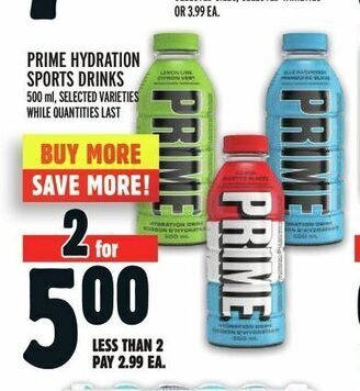 Metro PRIME HYDRATION SPORTS DRINKS offer
