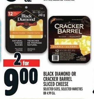 Metro BLACK DIAMOND OR CRACKER BARREL SLICED CHEESE offer