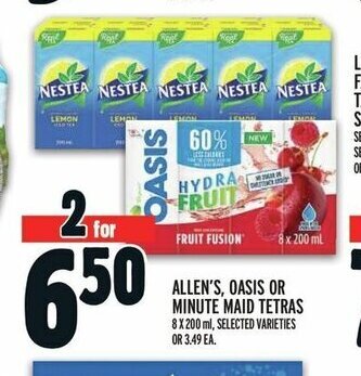 Metro ALLEN'S, OASIS OR MINUTE MAID TETRAS offer