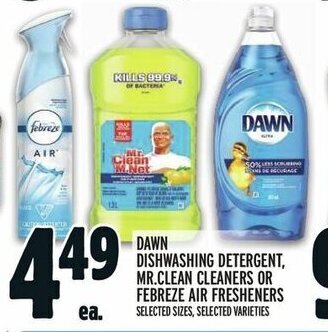 Metro DAWN DISHWASHING DETERGENT, MR.CLEAN CLEANERS OR FEBREZE AIR FRESHENERS offer