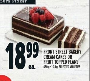 Metro FRONT STREET BAKERY CREAM CAKES OR FRUIT TOPPED FLANS offer