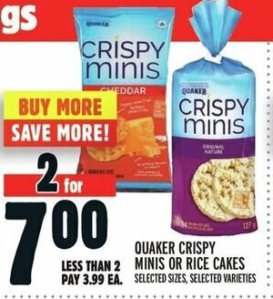 Metro QUAKER CRISPY MINIS OR RICE CAKES offer