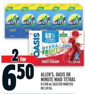 Metro ALLEN'S, OASIS OR MINUTE MAID TETRAS offer