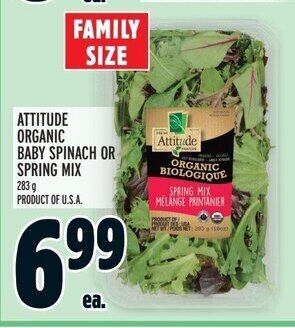 Metro ATTITUDE ORGANIC BABY SPINACH OR SPRING MIX offer