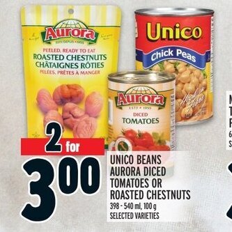 Metro UNICO BEANS AURORA DICED TOMATOES OR ROASTED CHESTNUTS offer