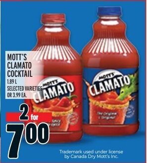 Metro MOTT'S CLAMATO COCKTAIL offer