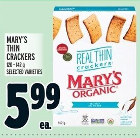 Metro MARY'S THIN CRACKERS offer