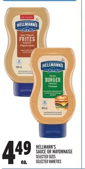 Metro HELLMANN'S SAUCE OR MAYONNAISE offer