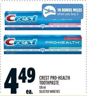 Metro CREST PRO-HEALTH TOOTHPASTE offer