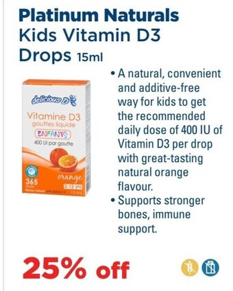 Metro Platinum Naturals Kids Vitamin D3 Drops 15ml offer