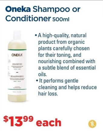 Metro Oneka Shampoo or Conditioner 500ml offer