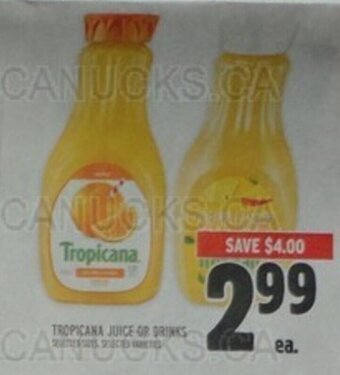 Metro TROPICANA JUICE OR DRINKS offer