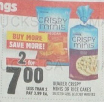 Metro QUAKER CRISPY MINIS OR RICE CAKES offer