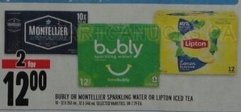 Metro BUBLY OR MONTELLIER SPARKLING WATER OR LIPTON ICED TEA offer