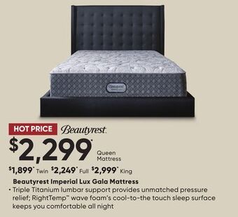 Sleep Country Beautyrest imperial lux gala mattress offer