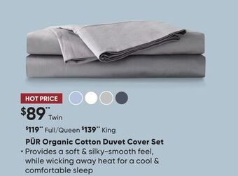 Sleep Country Pür organic cotton duvet cover set offer