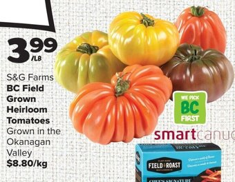 Thrifty Foods S&G Farms BC Field Grown Heirloom Tomatoes offer