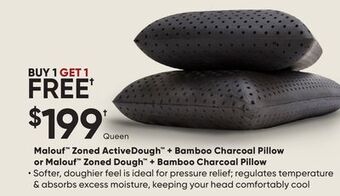 Sleep Country Malouf zoned activedough + bamboo charcoal pillow or malouf zoned dough + bamboo charcoal pillow offer