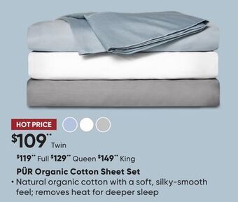 Sleep Country Pür organic cotton sheet set offer