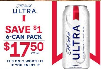 The Beer Store Michelob ultra 6-can pack offer