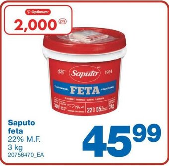Wholesale Club Saputo feta 22% M.F. 3 kg offer