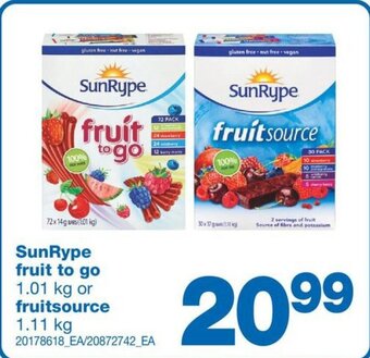 Wholesale Club SunRype fruit to go 1.01 kg or fruitsource 1.11 kg offer