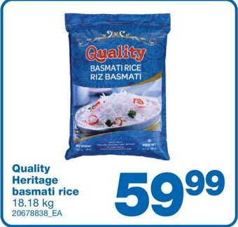 Wholesale Club Quality Heritage basmati rice 18.18 kg offer