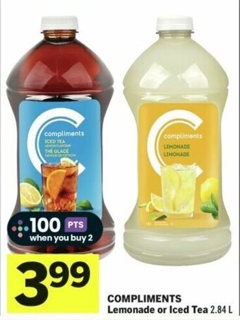 IGA COMPLIMENTS Lemonade or Iced Tea 2.84 L offer