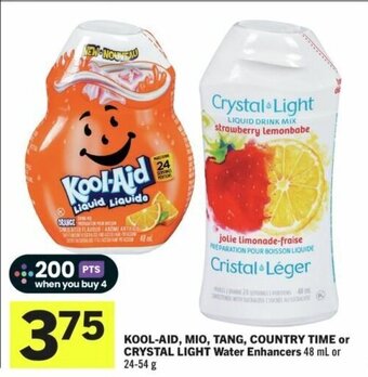 IGA KOOL-AID, MIO, TANG, COUNTRY TIME or CRYSTAL LIGHT Water Enhancers 48 mL or 24-54 g offer