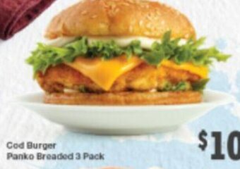Quality Foods Cod Burger Panko Breaded 3 Pack offer