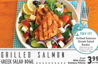 Quality Foods GRILLED SALMON GREEK SALAD BOWL offer