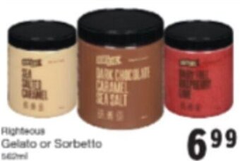 Quality Foods Righteous Gelato or Sorbetto offer