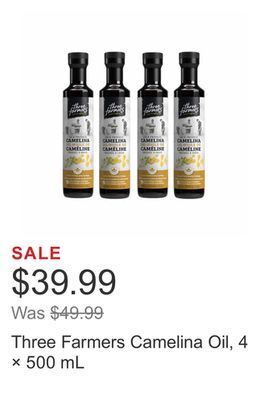 Costco Three farmers camelina oil, 4 × 500 ml offer
