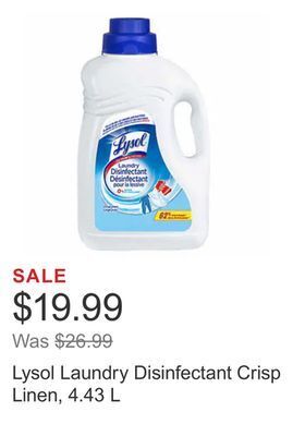 Costco Lysol laundry disinfectant crisp linen, 4.43 l offer