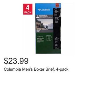 Costco Columbia men's boxer brief, 4-pack offer