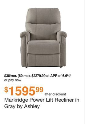 Ashley Furniture Markridge power lift recliner in gray by ashley offer