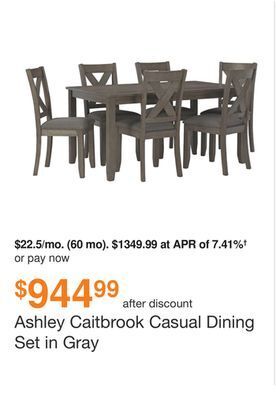 Ashley Furniture Ashley caitbrook casual dining set in gray offer