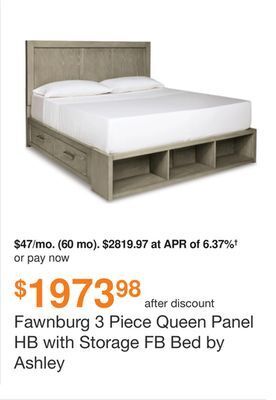 Ashley Furniture Fawnburg 3 piece queen panel hb with storage fb bed by ashley offer