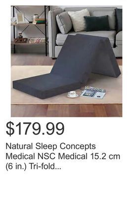 Costco Natural sleep concepts medical nsc medical 15.2 cm (6 in.) tri-fold mattress offer
