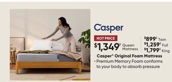 Sleep Country Casper® original foam mattress offer