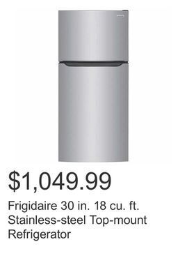 Costco Frigidaire 30 in. 18 cu. ft. stainless-steel top-mount refrigerator offer