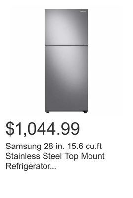 Costco Samsung 28 in. 15.6 cu.ft stainless steel top mount refrigerator with all-around cooling offer
