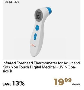 Infrared forehead thermometer for adult and kids non touch digital medical - livingbasics®