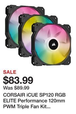 Newegg Corsair icue sp120 rgb elite performance 120mm pwm triple fan kit with icue lighting node core, co-9050109-ww offer