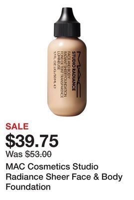 Sephora Mac cosmetics studio radiance sheer face & body foundation offer