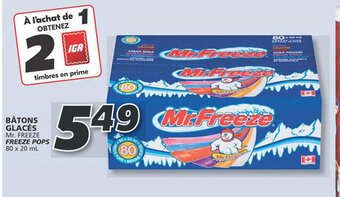 IGA Mr. FREEZE FREEZE POPS offer