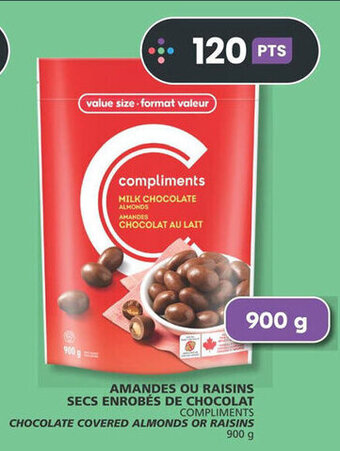 IGA COMPLIMENTS CHOCOLATE COVERED ALMONDS OR RAISINS 900 g offer