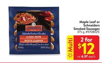 Walmart Schneiders smoked sausages offer