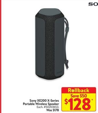 Walmart Sony xe200 x-series portable wireless speaker offer