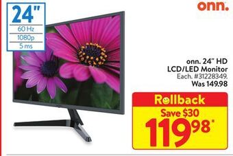 Walmart Onn. 24 hd lcd/led monitor offer